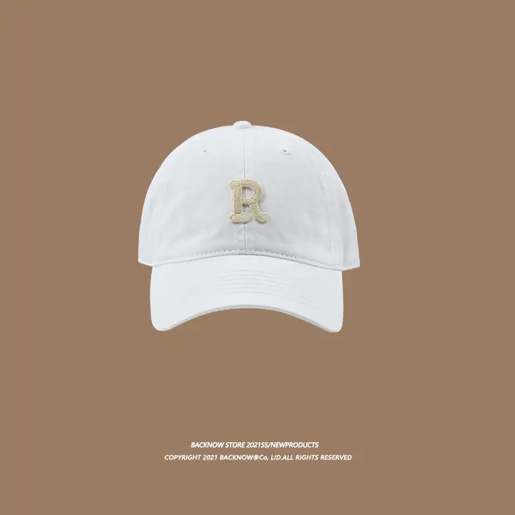 2025 R Letter Pure Cotton Baseball Caps K-Style Men Women Summer Sunshade - Image 2