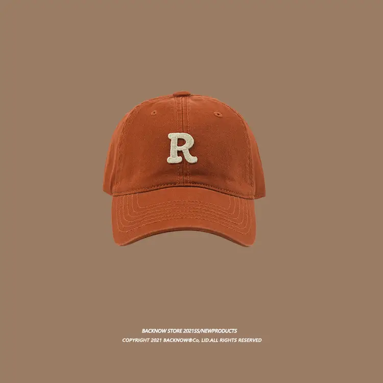 2025 R Letter Pure Cotton Baseball Caps K-Style Men Women Summer Sunshade - Image 7