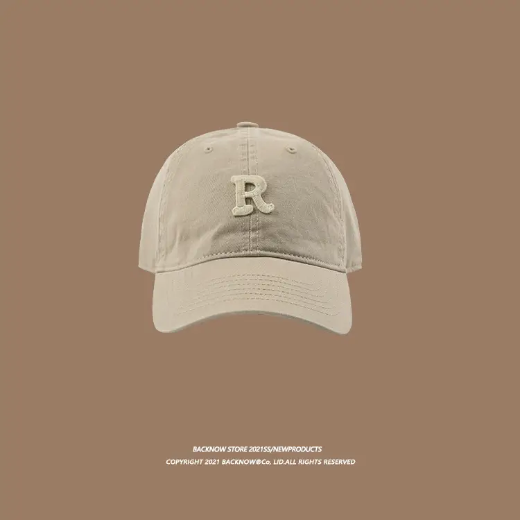 2025 R Letter Pure Cotton Baseball Caps K-Style Men Women Summer Sunshade - Image 8