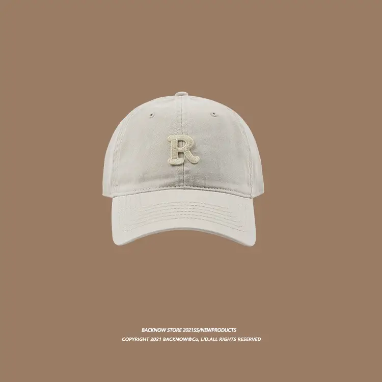 2025 R Letter Pure Cotton Baseball Caps K-Style Men Women Summer Sunshade - Image 9