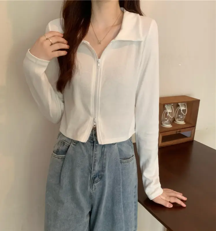 Black Zipper Slim Fit Top for Women — feature 15