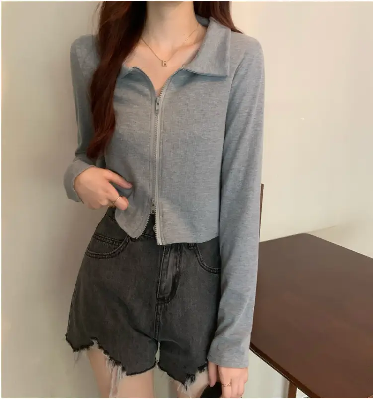 Black Zipper Slim Fit Top for Women — feature 23