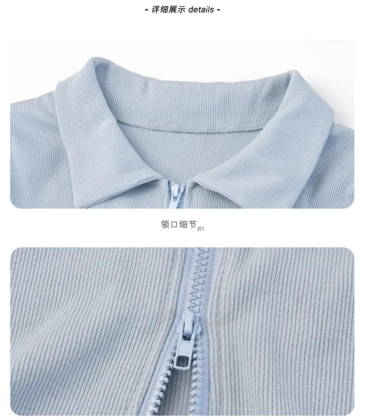 Black Zipper Slim Fit Top for Women — feature 3