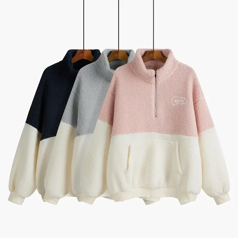 Women Crossbody Sweatshirt Set Velvet Collar Plus Size - Image 4