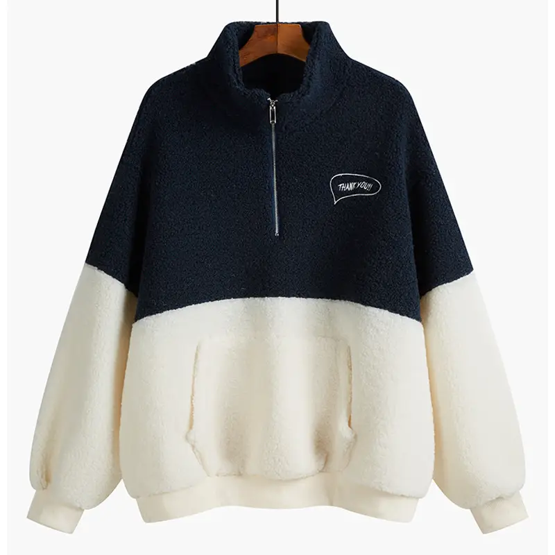 Women Crossbody Sweatshirt Set Velvet Collar Plus Size - Image 3