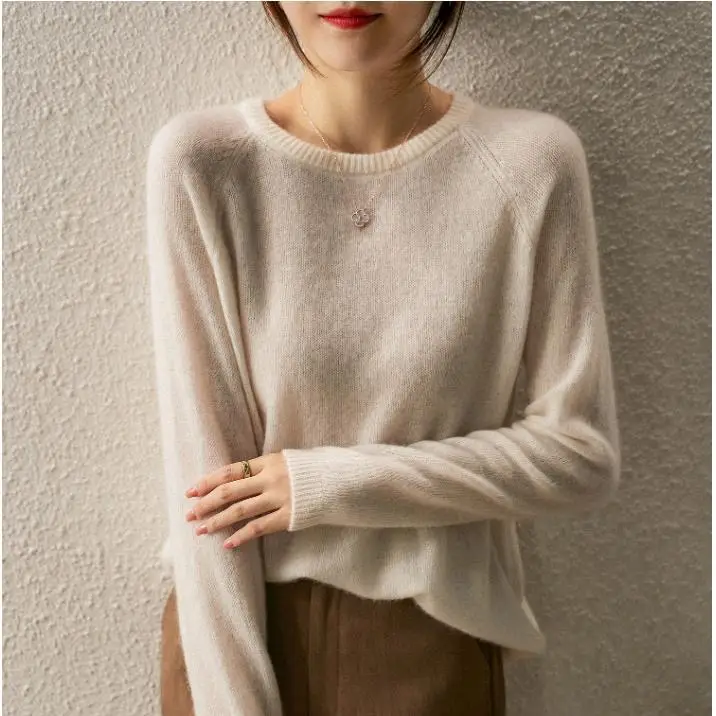 Women Korean Style Loose Wool Pullover Light Green - Image 10