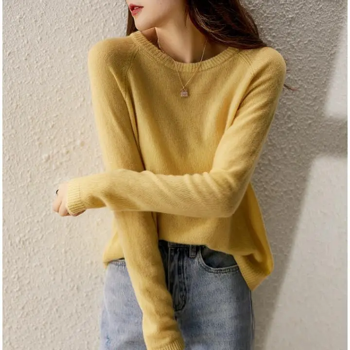 Women Korean Style Loose Wool Pullover Light Green - Image 4