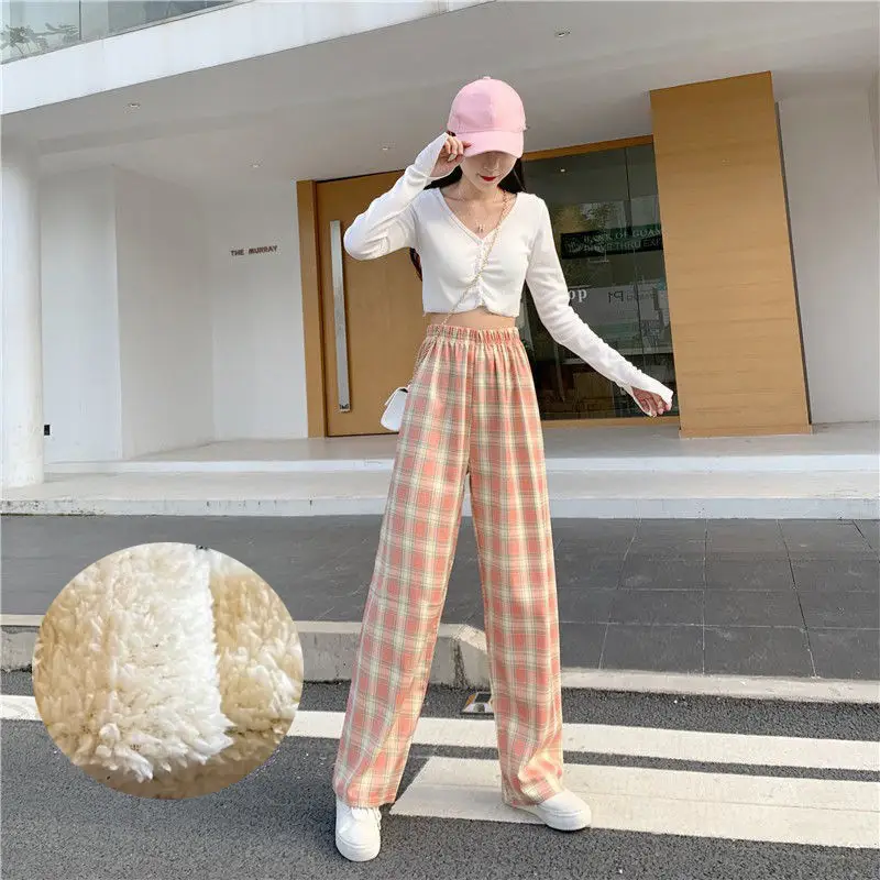 ORANGE CHECK fleece-lined