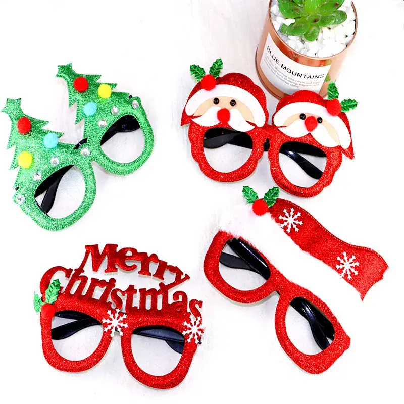 Christmas Green Glitter Party Glasses Frame - Image 4