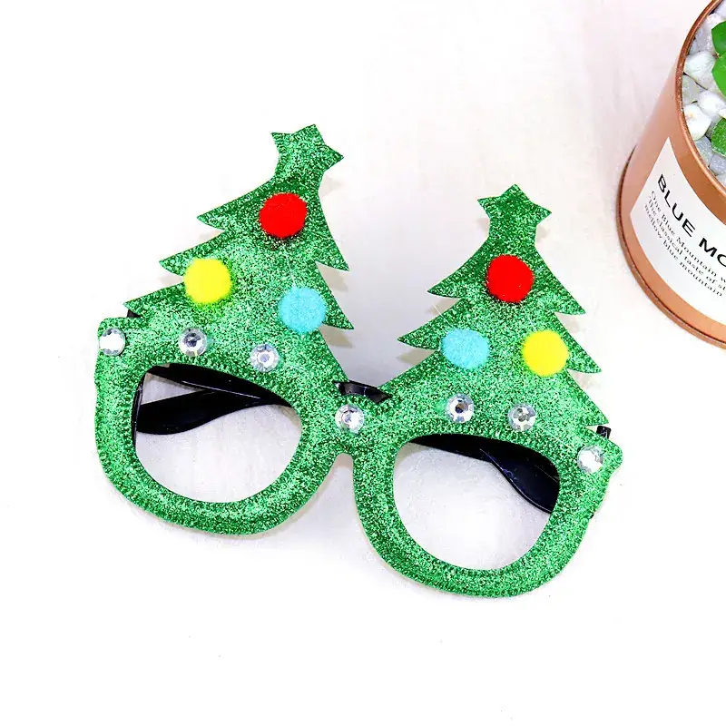 Christmas Green Glitter Party Glasses Frame - Image 2