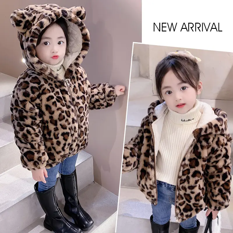 Girls Leopard Print Wool Sweater Winter Outfit - Image 4