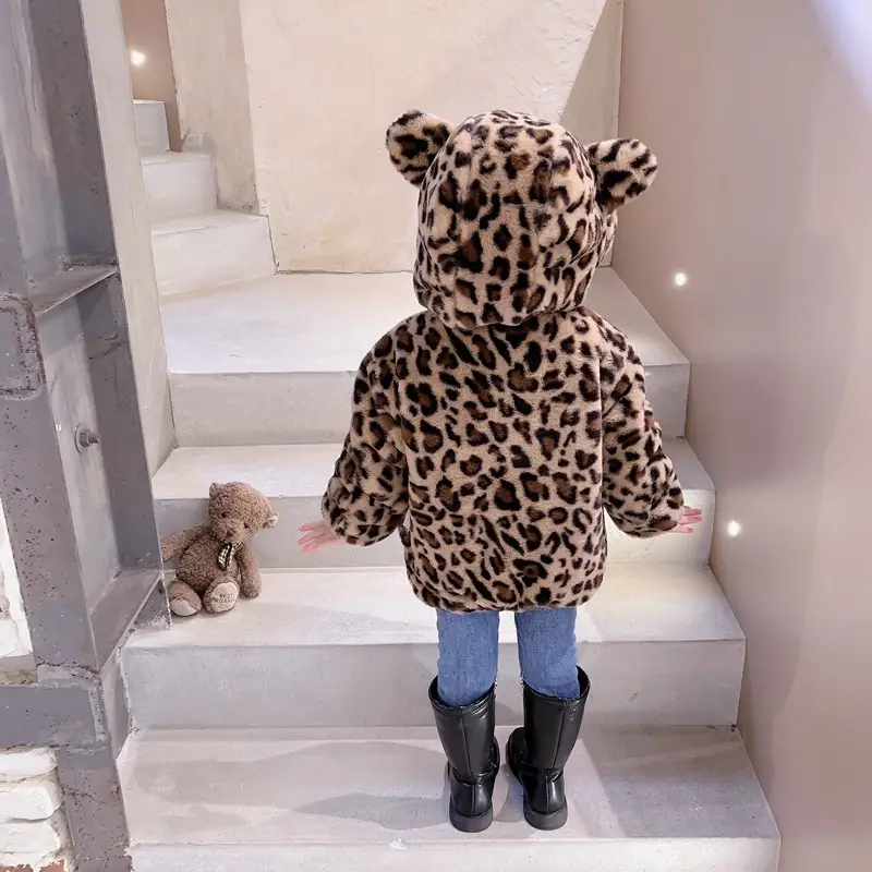 Girls Leopard Print Wool Sweater Winter Outfit - Image 5