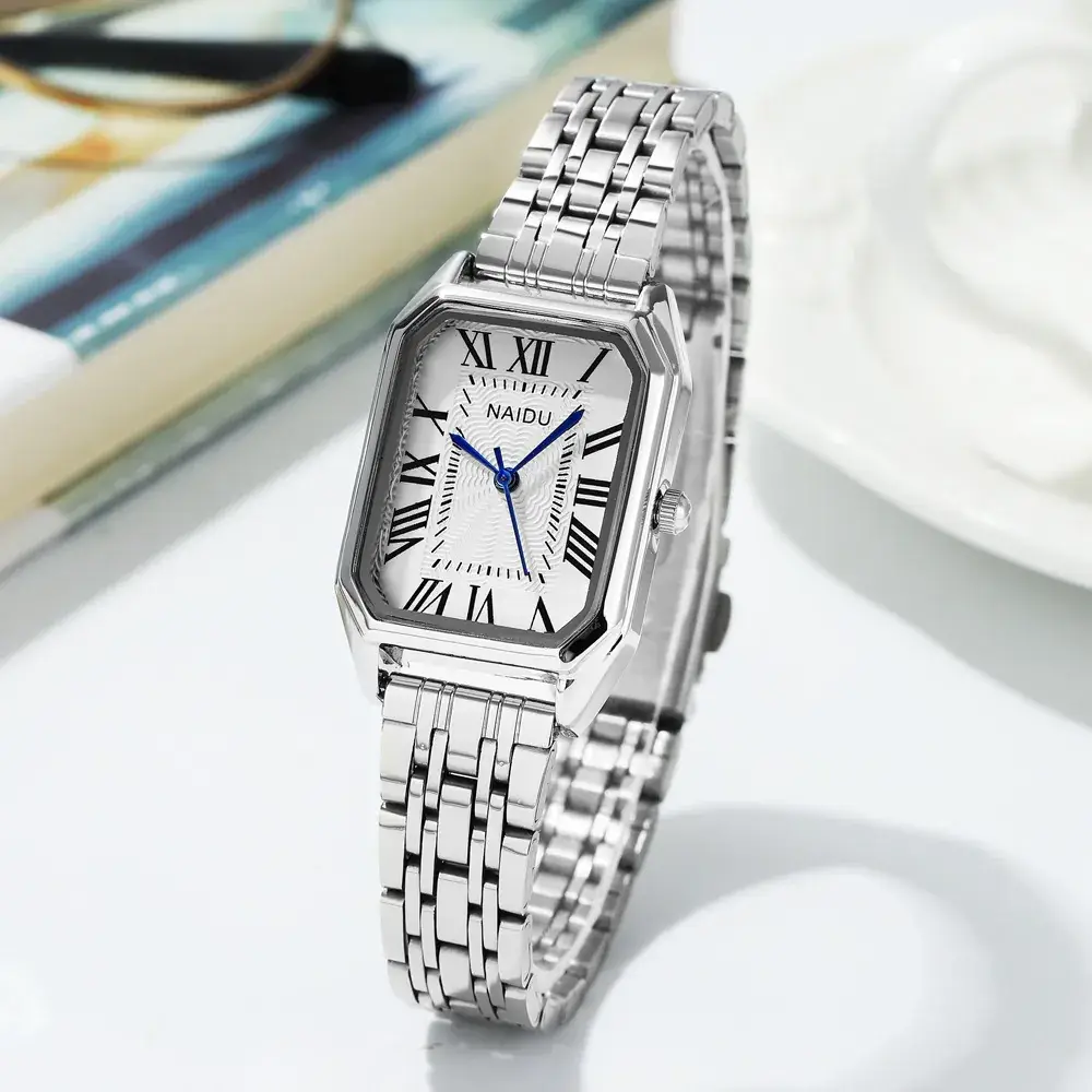 Women's Rose Gold Roman Dial Watch with Bracelet Set