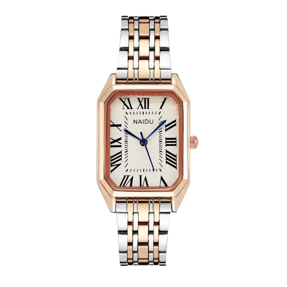 Women's Rose Gold Roman Dial Watch with Bracelet Set