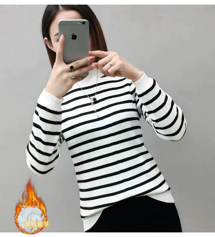 2022 Fleece Striped Gold Velvet T-Shirt for Women — feature 7