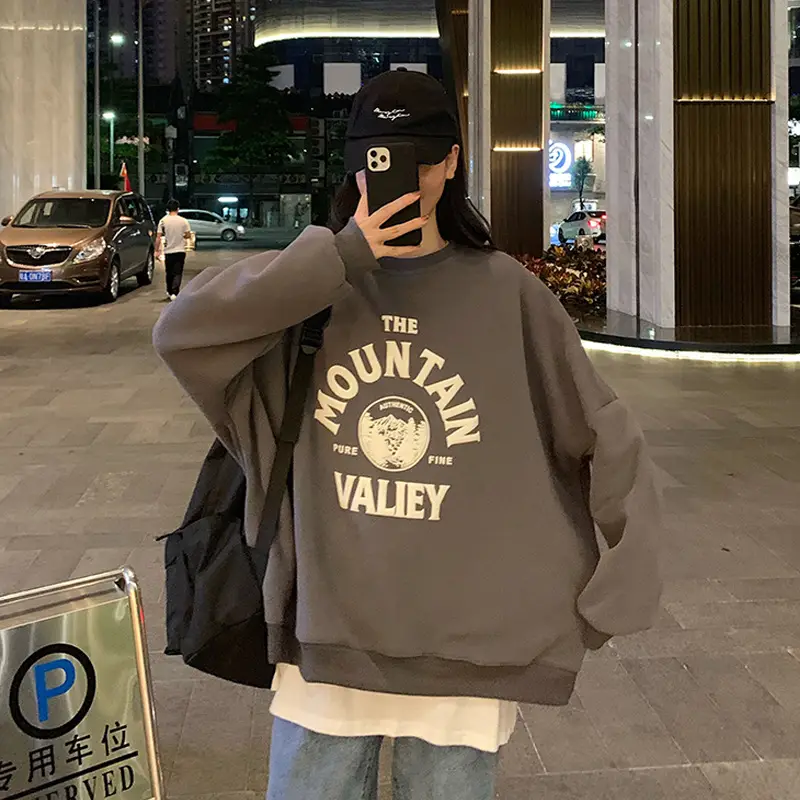 Women Letter Foam Fleece Sweatshirt Orange 2025 Winter — feature 3