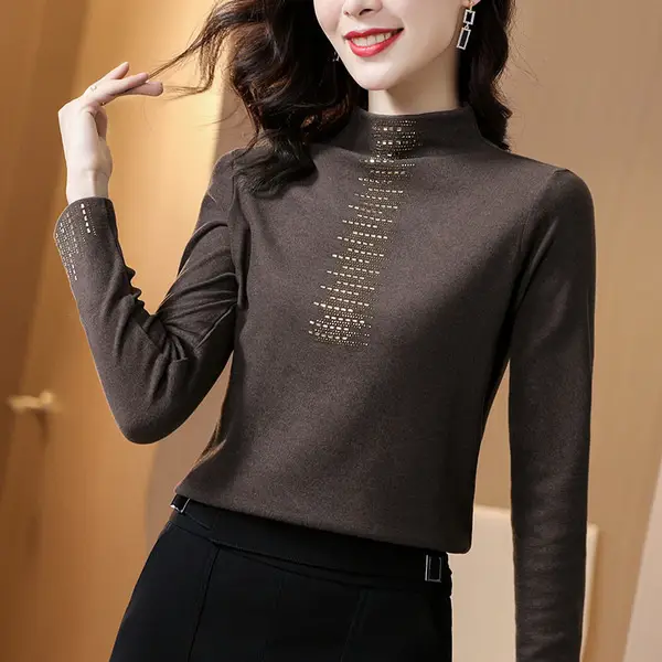 Women's 2025 Thermal Fleece Shirt with Rhinestone Embroidery - Image 5