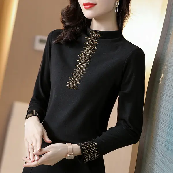 Women's 2025 Thermal Fleece Shirt with Rhinestone Embroidery - Image 6