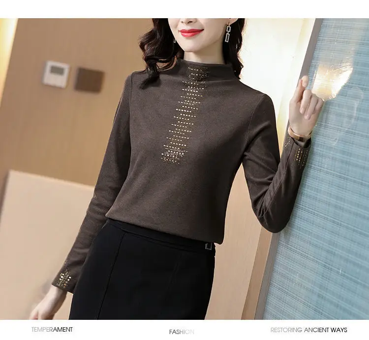 Women's 2025 Thermal Fleece Shirt with Rhinestone Embroidery — feature 15