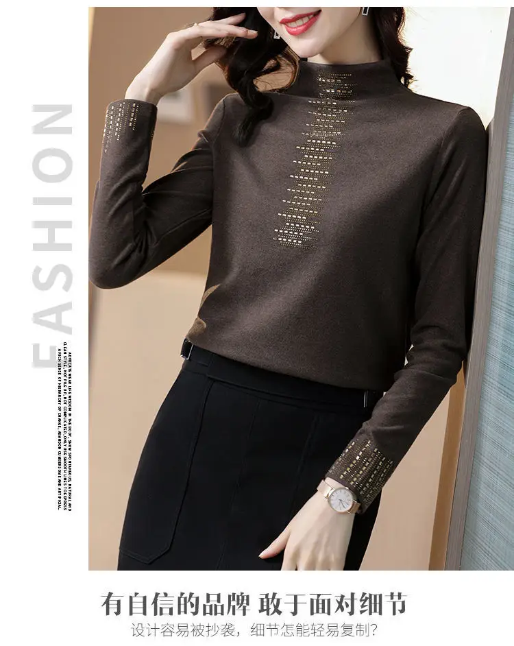 Women's 2025 Thermal Fleece Shirt with Rhinestone Embroidery — feature 17