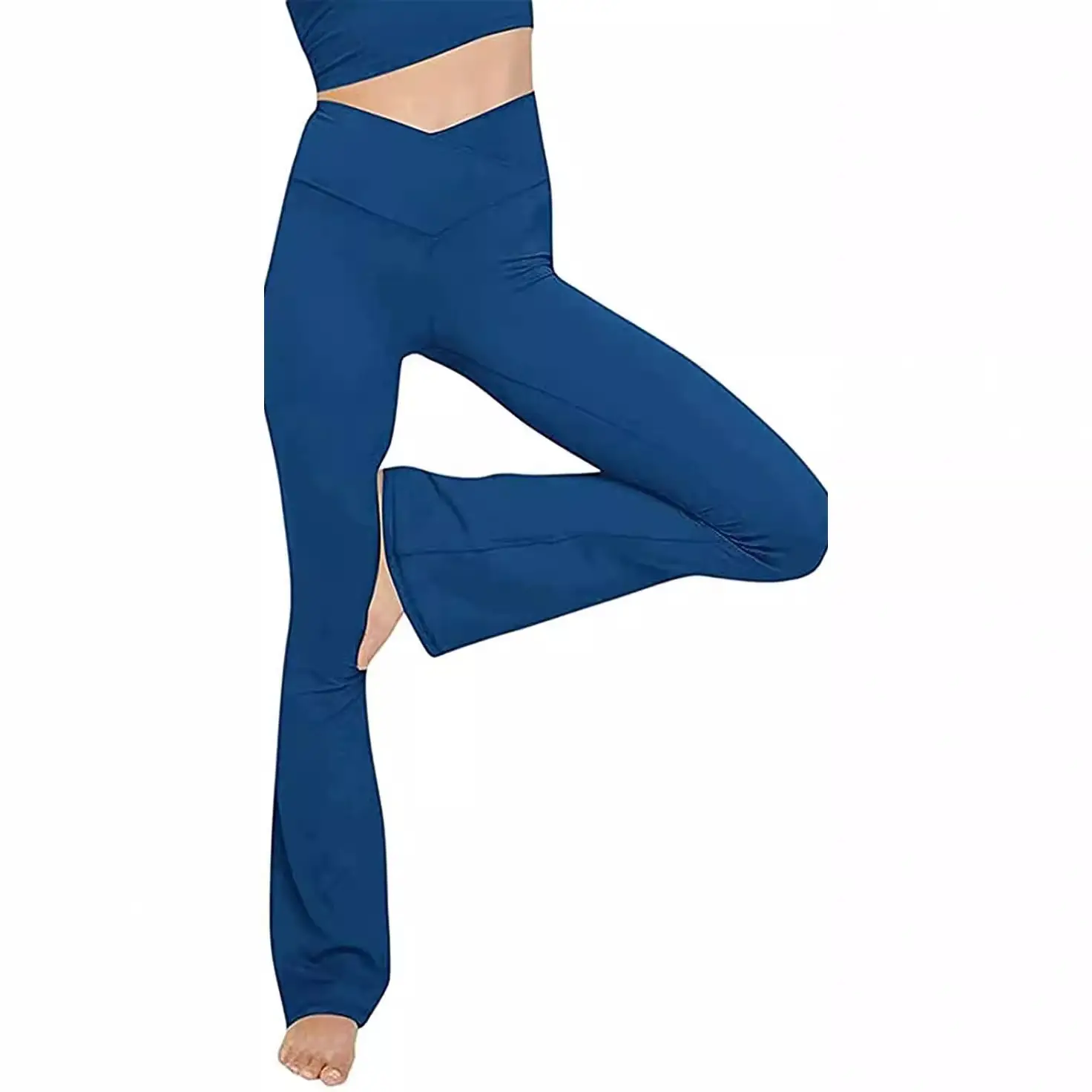 2021 High Waist Slim Pure Color Casual Pants Blue - Image 51