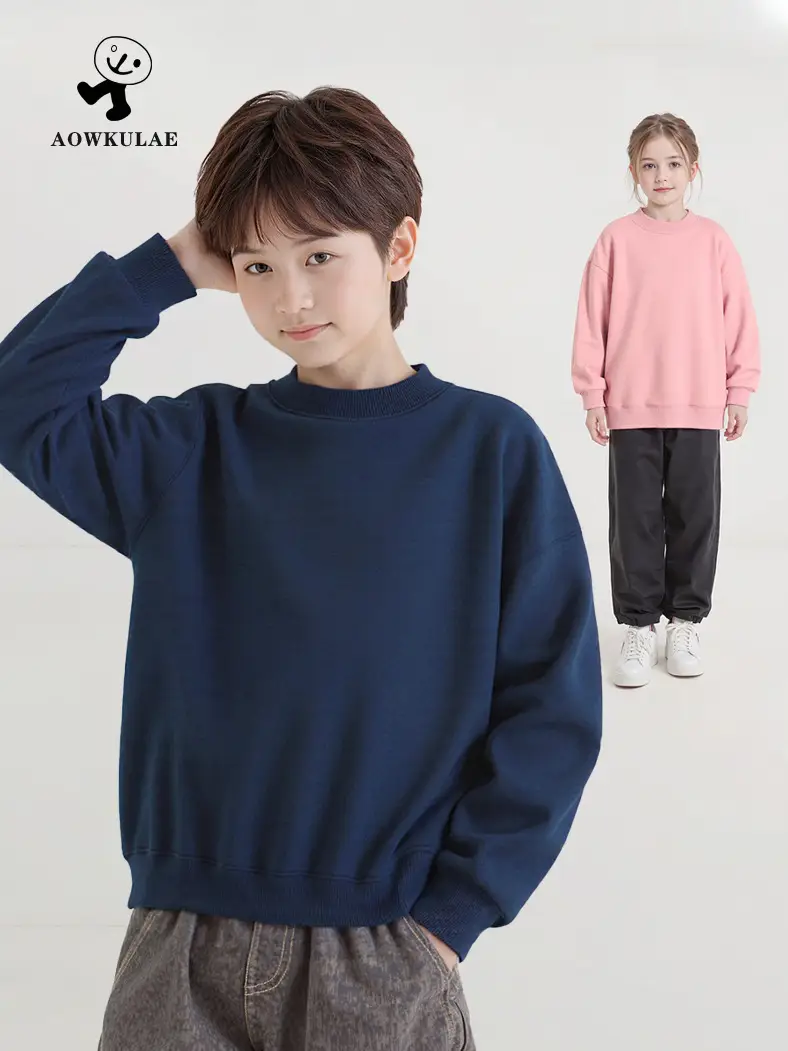 Kids Fleece Sweatshirt Green Mid Size High Collar