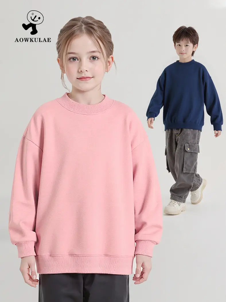 Kids Fleece Sweatshirt Green Mid Size High Collar