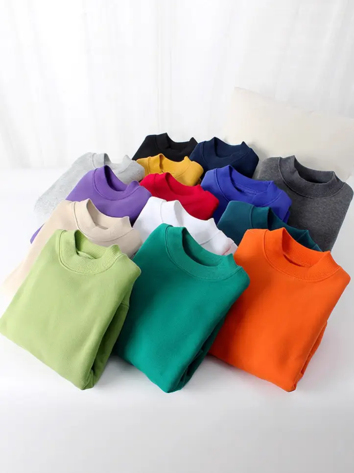 Kids Fleece Sweatshirt Green Mid Size High Collar