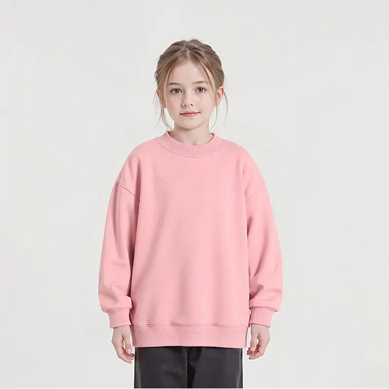 Kids Fleece Sweatshirt Green Mid Size High Collar