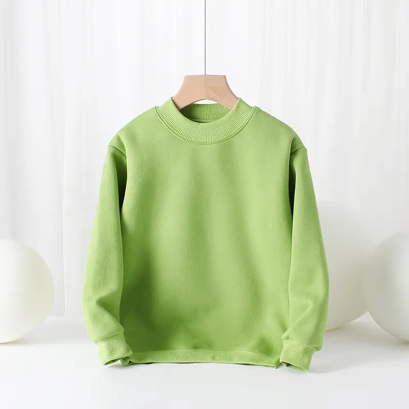 Kids Fleece Sweatshirt Green Mid Size High Collar