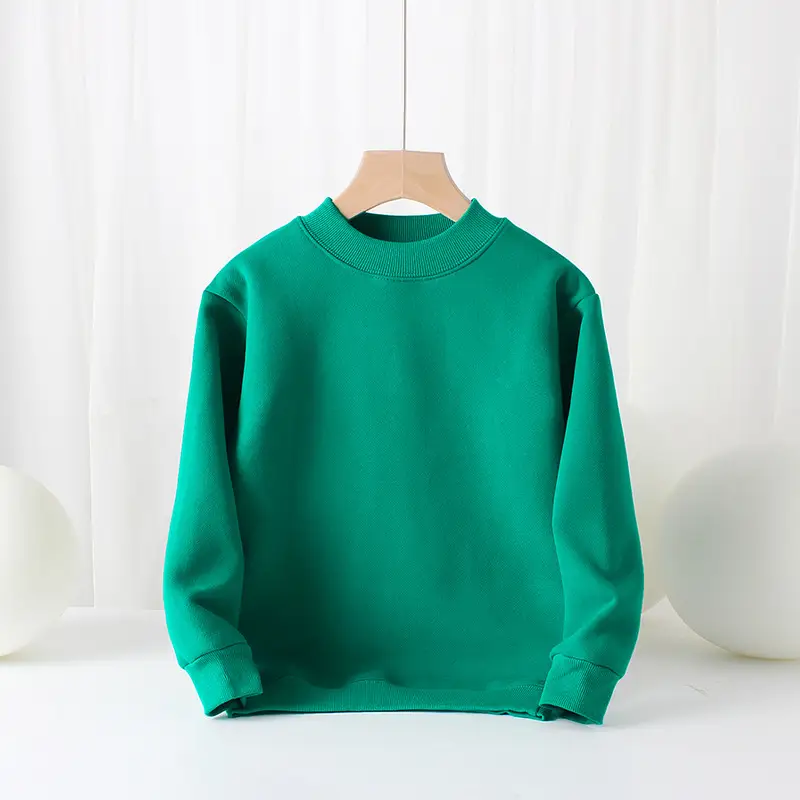 Kids Fleece Sweatshirt Green Mid Size High Collar