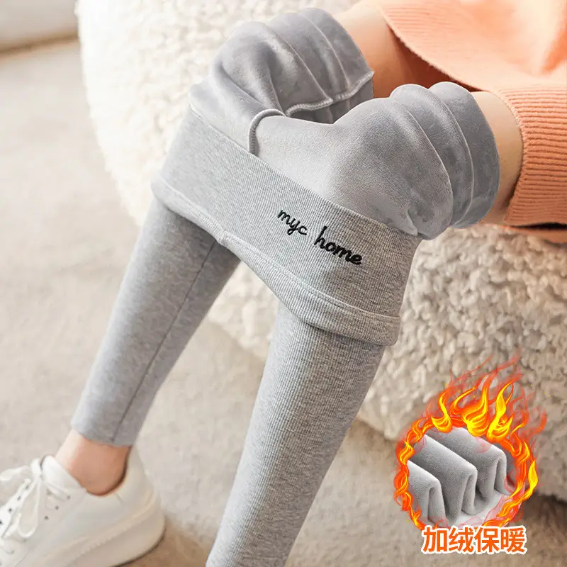 Women Fleece Leggings Grey Slimming My Homes Print - Image 4