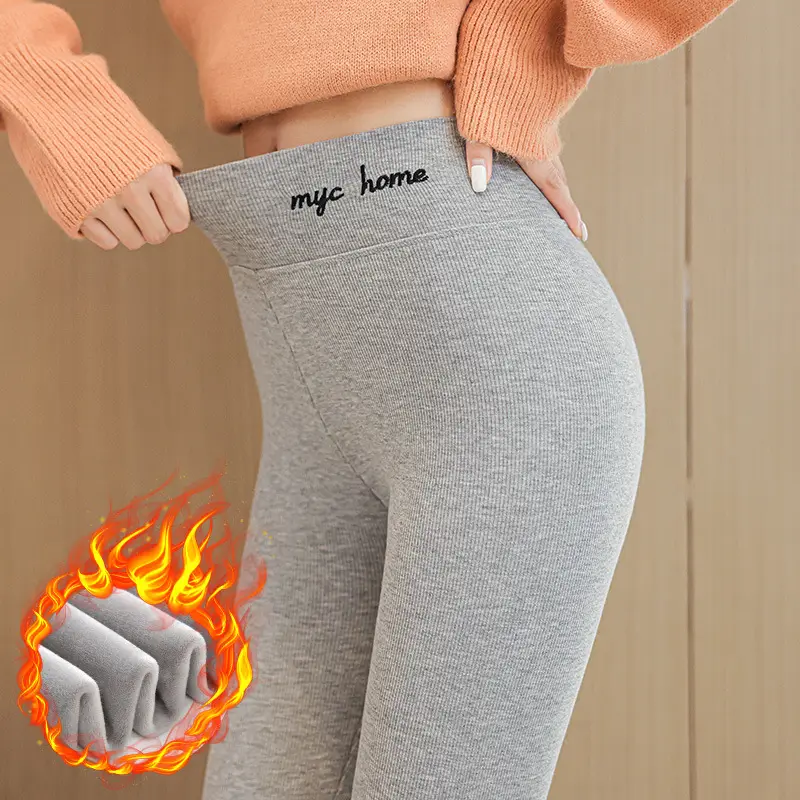 Women Fleece Leggings Grey Slimming My Homes Print - Image 5