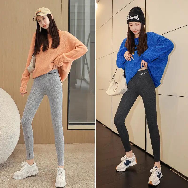 Women Fleece Leggings Grey Slimming My Homes Print - Image 7