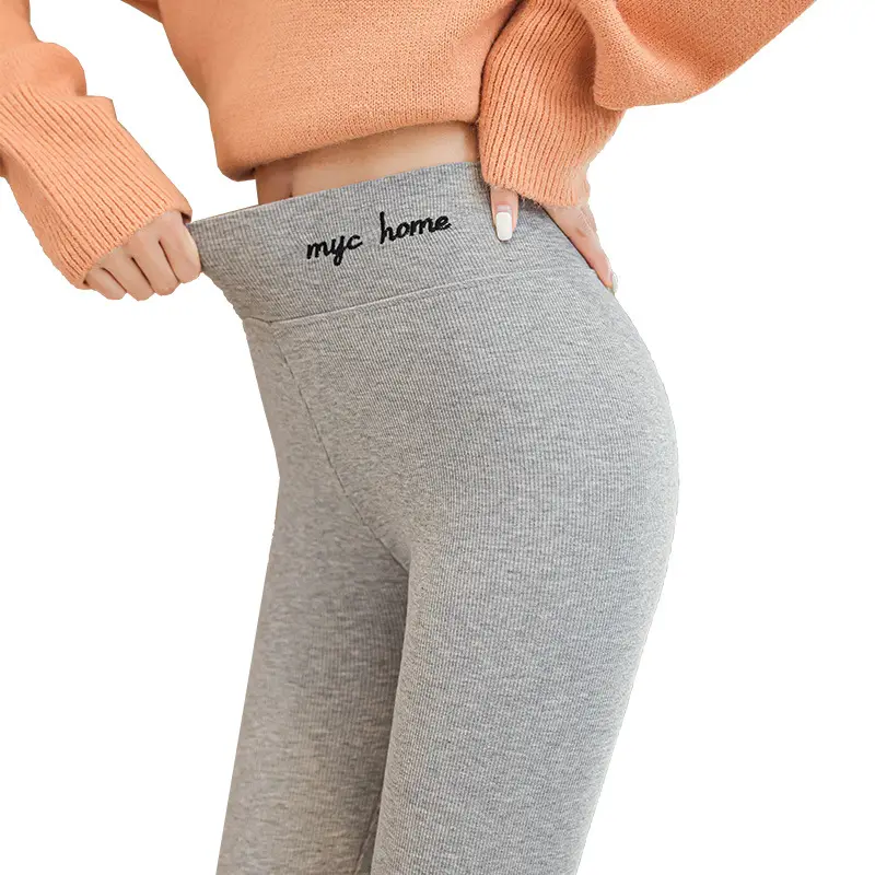 Women Fleece Leggings Grey Slimming My Homes Print - Image 8