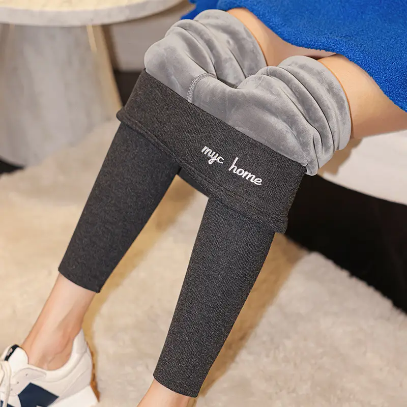 Women Fleece Leggings Grey Slimming My Homes Print - Image 2