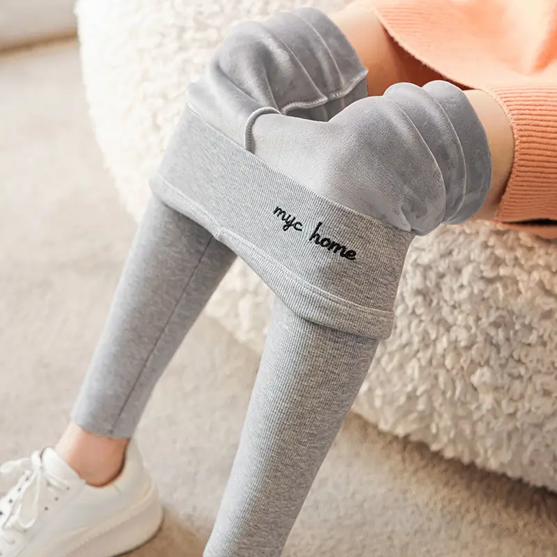 Women Fleece Leggings Grey Slimming My Homes Print - Image 3