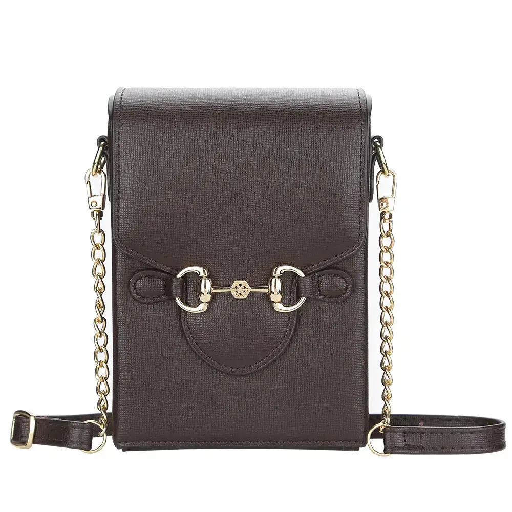 Red PU Leather Vertical Phone Bag for Women