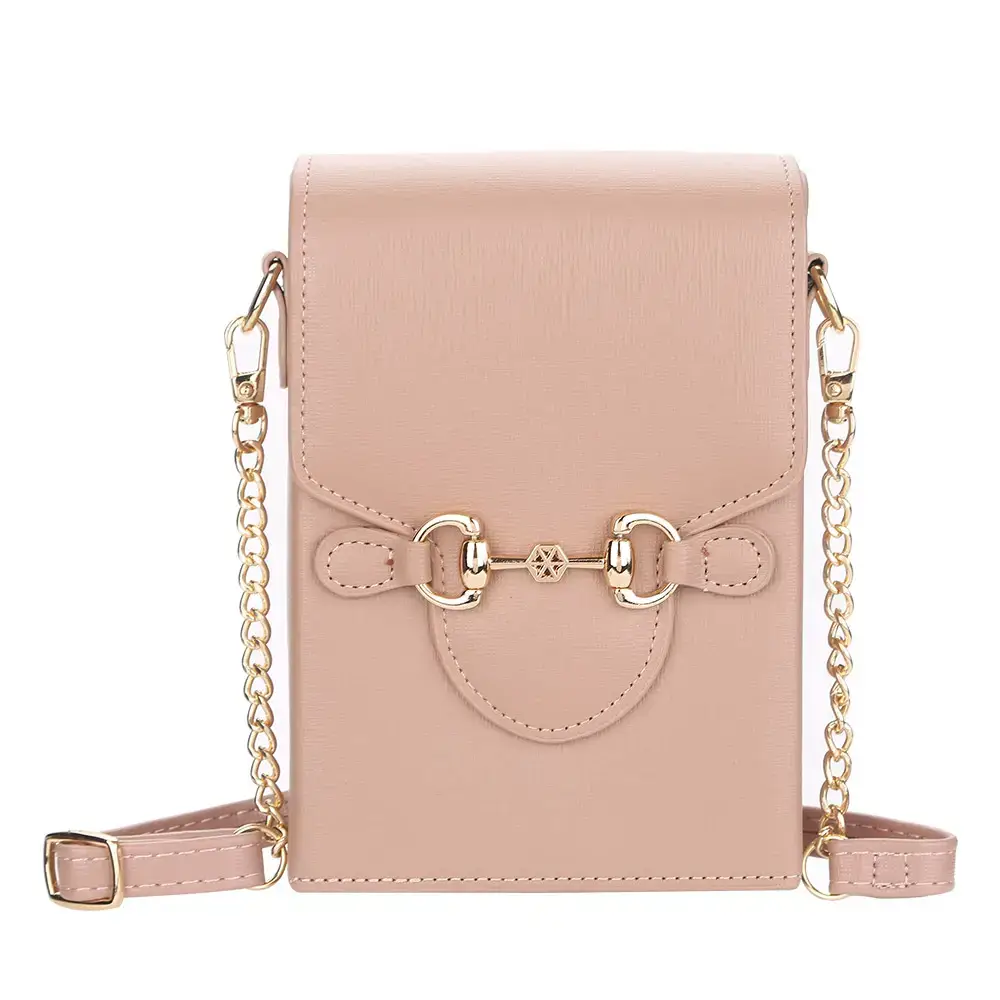 Red PU Leather Vertical Phone Bag for Women