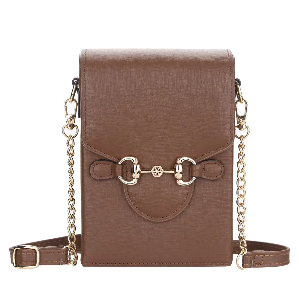 Red PU Leather Vertical Phone Bag for Women