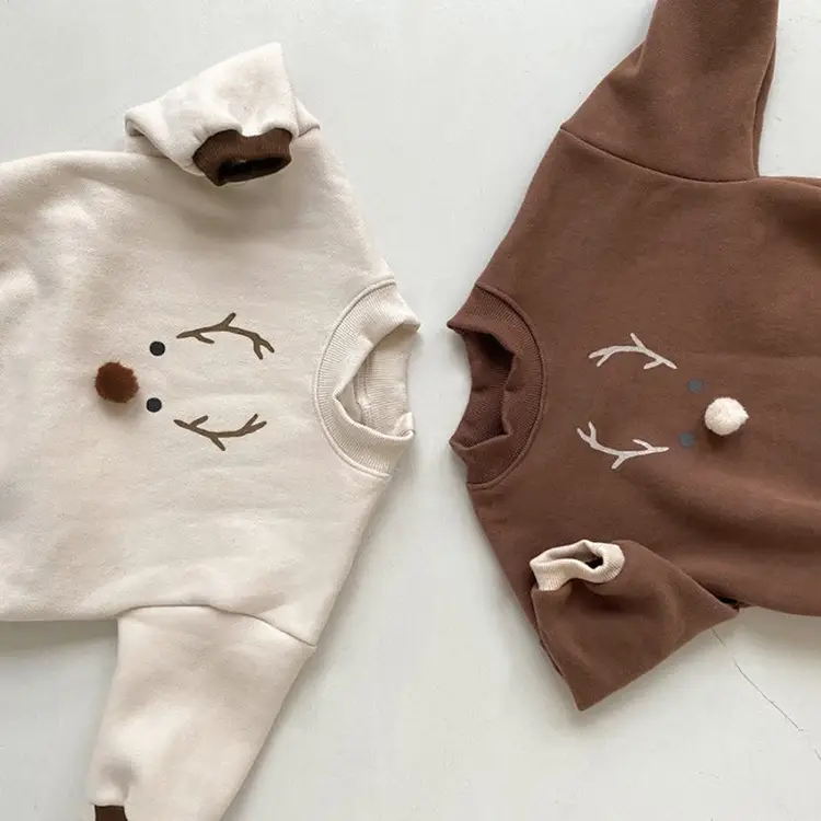 Baby Fleece Lined Warm Jumpsuit with Deer Print