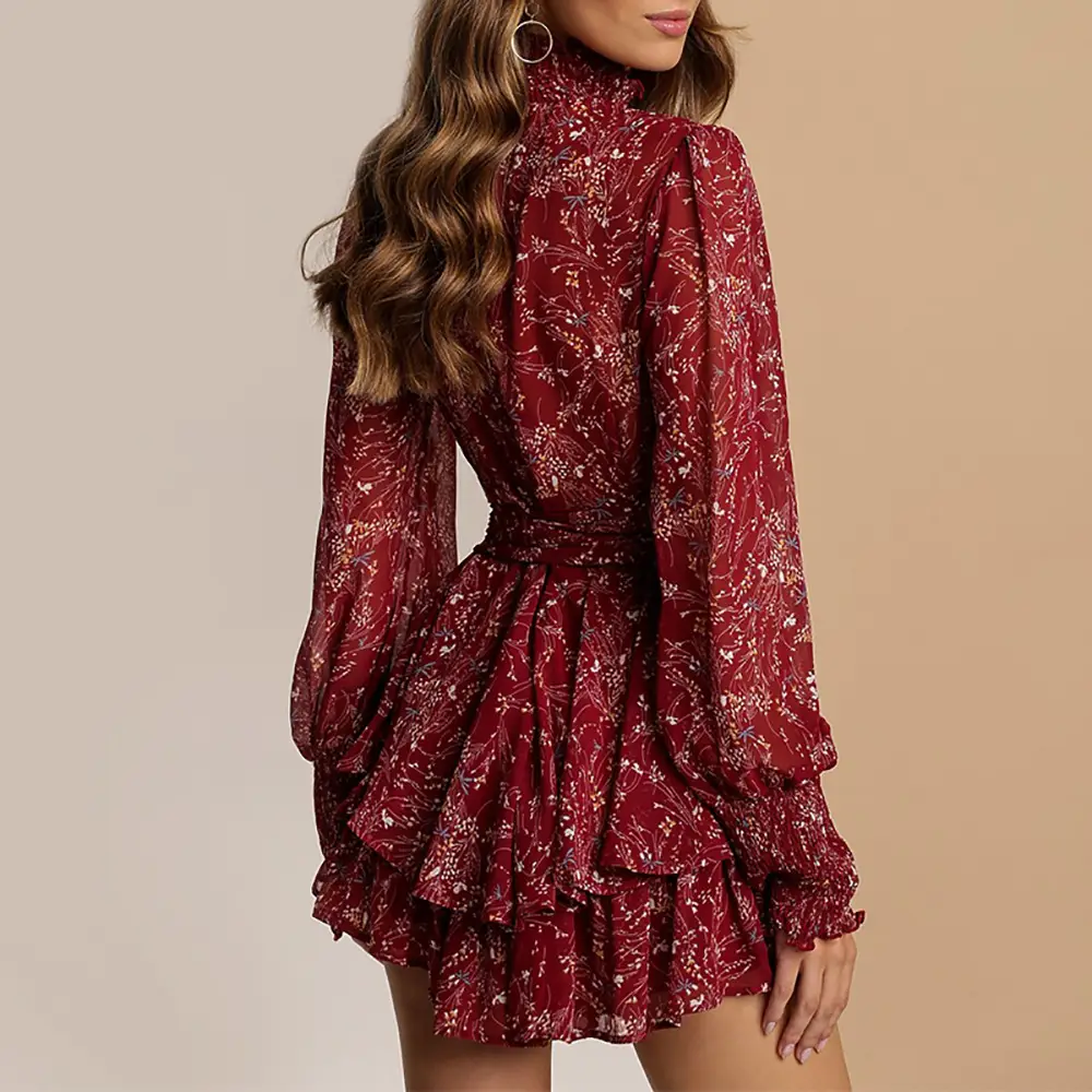 2026 Floral Pleated Ruffle Dress with Over-the-Head Boots — feature 10