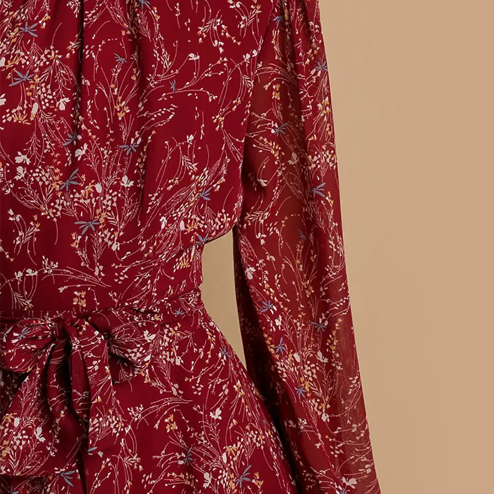 2026 Floral Pleated Ruffle Dress with Over-the-Head Boots — feature 8