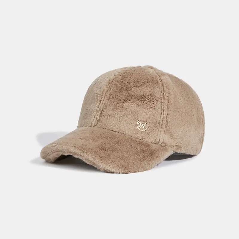 Women's Black Rabbit Fur Baseball Cap Winter Warm