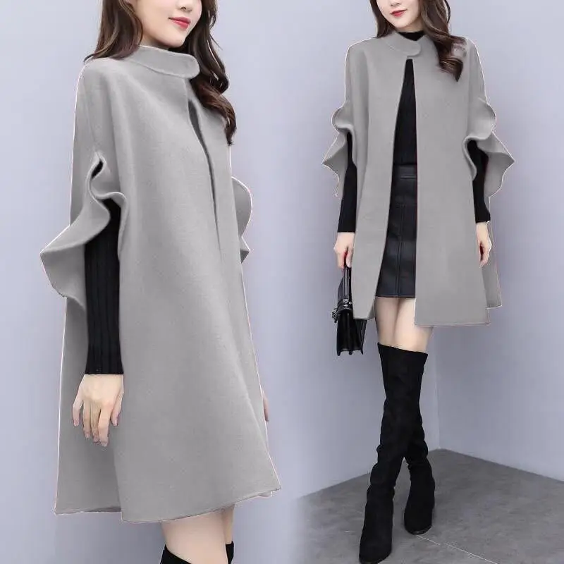 Women's Red British A-Line Wool Coat Large Size - Image 8