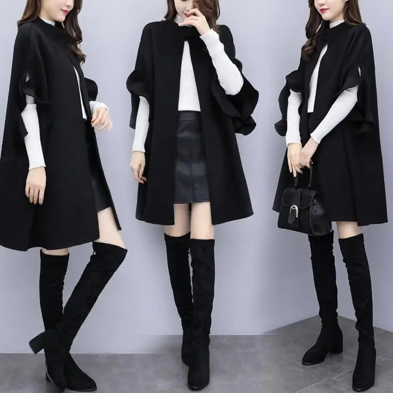 Women's Red British A-Line Wool Coat Large Size - Image 9