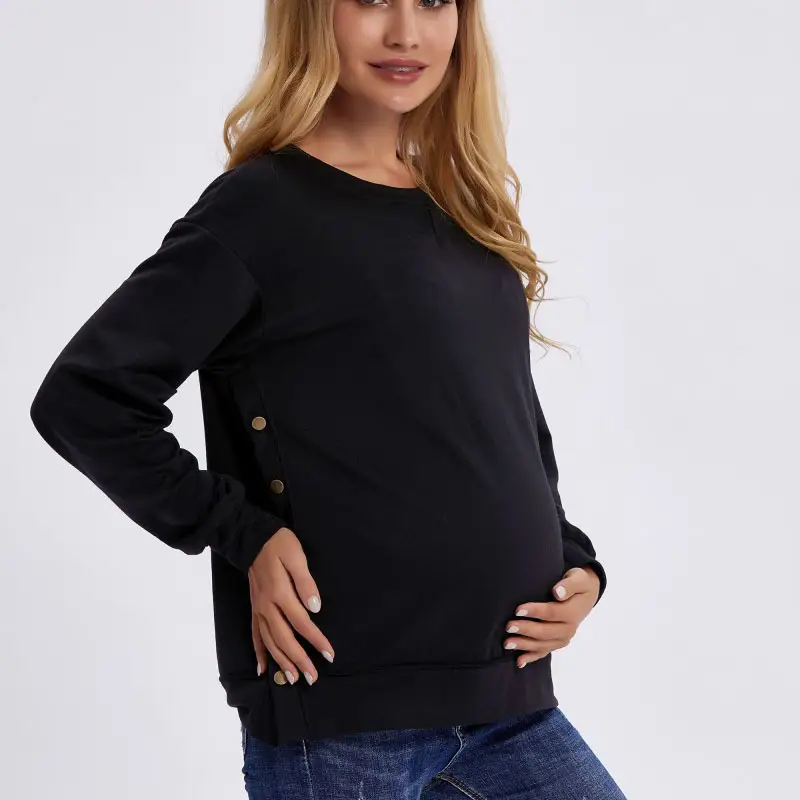 Black Long Sleeve Maternity Sweater for Women - Image 3