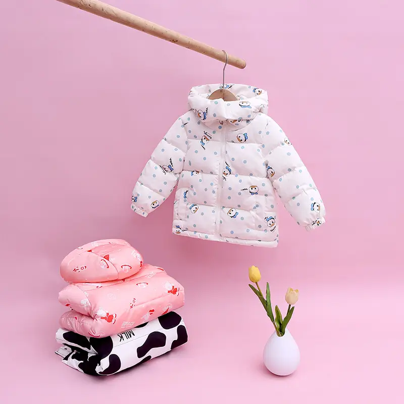 Baby Puffer Coat White Floral 2021 Winter Warm - Image 5