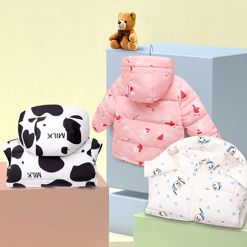 Baby Puffer Coat White Floral 2021 Winter Warm - Image 7