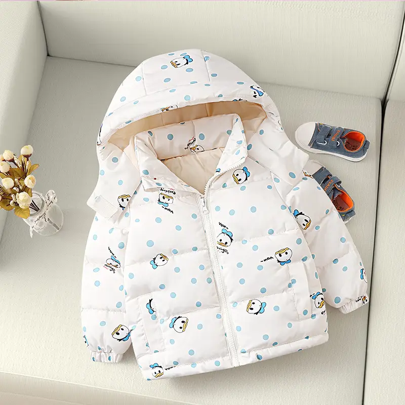Baby Puffer Coat White Floral 2021 Winter Warm - Image 2